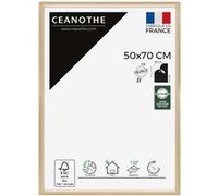 Cadre Photo 50x70 cm Bois Clair Naturel pour exposition - Convient au A2 et Affiche Poster - Verre acrylique Incassable Collection Essentiel Fabriqué en France Bois Clair Naturel G