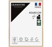 Cadre Photo 60x80 cm Bois Clair Naturel pour exposition - Convient au A2 et Affiche Poster - Verre acrylique Incassable Collection Essentiel Fabriqué en France Bois Clair Naturel