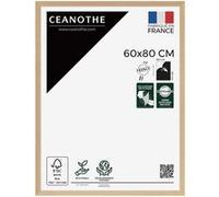 Cadre Photo 60x80 cm CEANOTHE en Bois de Chêne Massif FSC Format A2 et Affiche Poster Décoration Murale Modèle TARA Verre acrylique Incassable Fabriqué en France Bois brut G