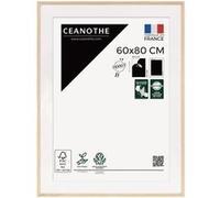 Ceanothe Cadre Photo Bois Chêne 60x80 cm avec Passe-Partout 50x70 cm - Bois Naturel FSC pour A2 et Affiche Poster - Verre Acrylique Incassable Collection Alba - Fabriqué en France
