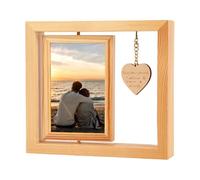 Cadre photo à faire soi-même, organisateur de bijoux rotatif à 360 degrés, porte-boucles d'oreilles mural en bois avec kit de crochet, 21 x 23 x 4,5 cm, pour adultes, jeunes, famille, anniversaire