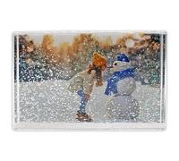 Adventa Cadre photo à paillettes en acrylique transparent 10,2 x 15,2 cm Blanc neige - Cadeau personnalisé idéal ou décoration d'intérieur