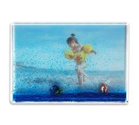 Cadre photo à paillettes en acrylique transparent 10,2 x 15,2 cm en forme de poisson (bleu) - Cadeau ou présentation dans votre maison