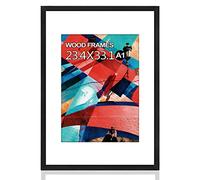 Cadre photo A1 en bois massif naturel noir 59,4 x 84,1 cm avec verre acrylique poli, image A1 sans passe-partout ou A2 avec passe-partout pour accrocher en portrait ou paysage