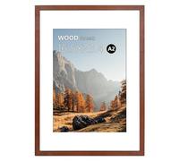 Cadre photo A2 en bois naturel marron avec verre acrylique poli, facile à accrocher, affiche une photo A2 sans passe-partout ou A3 avec passe-partout pour montage mural horizontal et vertical, 41,9 x