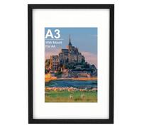 Cadre photo A3, 42 x 29,7 cm, en bois noir, avec passe-partout A4, pour certificats et œuvres d'art, montage mural horizontal ou vertical, 42 x 29,7 cm