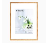Cadre photo A3, cadre photo A3 en bois de chêne massif (30 x 42 cm), cadre A3 avec passe-partout pour A4 (21 x 29,7 cm), cadre A3 avec verre trempé pour montage mural pour la maison, la famille, le