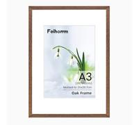 Cadre photo A3, cadre photo A3 en bois de chêne massif (30 x 42 cm), cadre A3 avec passe-partout pour A4 (21 x 29,7 cm), montage mural A3, affiche, document, certificat, cadre avec verre trempé pour