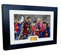 Cadre photo A4 dédicacé de Barcelone LA LIGA CHAMPIONS 2025 Lamine Yamal Robert Lewandowski Raphinha Pedri 30,5 x 20,3 cm