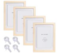 Cadre photo A4 - Lot de 3/4 cadres photo en bois - 21 x 30 cm - En MDF - À suspendre - En plexiglas incassable - Idéal pour le collage des portraits et certificats (4)