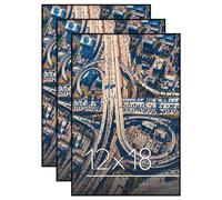 Cadre photo Americanflat chargement frontal 12 x 18 avec verre incassable - Lot de 3 - Collection Metropolitan - Cadre photo mural - Noir