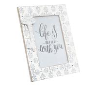 Cadre photo - ATMOSPHERA en relief - Bois MDF - H 20 cm - Blanc/gris