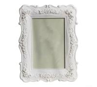 Cadre photo au design moderne avec des éléments de rose blanche, matériau en résine, compatible avec les photos de 15,2 cm, 20,3 cm, 25,4 cm pour un affichage élégant (15,2 cm)