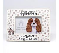 Cadre photo avec motif CAVALIER KING CHARLES et énonciation. Cadre photo à poser ou à suspendre. décoration d'appartement. Cadeau pour tout amateur de chien.