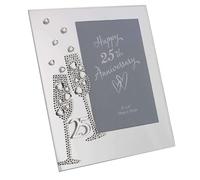 Cadre photo avec motif de flutes en diamants pour un 25ème anniversaire de mariage - WG45425 - 19 cm x 16,5 cm
