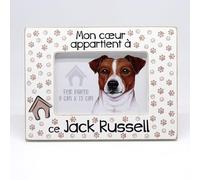 Cadre photo avec motif JACK RUSSEL et énonciation. Cadre photo à poser ou à suspendre. décoration d'appartement. Cadeau pour tout amateur de chien.