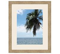 Cadre Photo avec Passe-Partout Blanc Cassé pour Image 27x37 cm ou 37 x 27 cm Cadres Naturel Beige, 3.5 cm de Largeur, Cadre en Bois