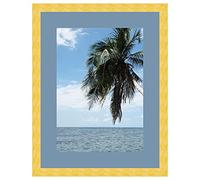 Cadre Photo avec Passe-Partout Bleu Clair pour Image 34x44 cm ou 44 x 34 cm Cadres Jaune Moutarde, 3 cm de Largeur, Cadre en Bois