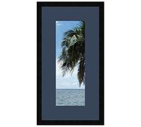 Cadre Photo avec Passe-Partout Bleu Fonce pour Image 15x35 cm ou 35 x 15 cm Cadres Noir, 2 cm de Largeur, Cadre en Bois