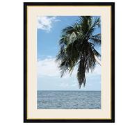 Cadre Photo avec Passe-Partout Cadre Photo Mural pour Image 38x57 / 38 x 57 cm Cadre Creux Noir avec Filet Dore, 2.7 cm de Largeur, Cadre en Bois