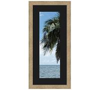 Cadre Photo avec Passe-Partout Noir pour Image 25x60 cm ou 60 x 25 cm Cadres Naturel Beige, 3.5 cm de Largeur, Cadre en Bois