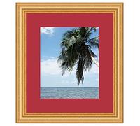 Cadre Photo avec Passe-Partout Rouge pour Image 22x30 cm ou 30 x 22 cm Cadres Or Classic Fancy, 4.2 cm de Largeur, Cadre en Bois