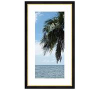 Cadre Photo avec Passe-Partout Super Blanc Cadre Photo Mural pour Image 28x51 / 28 x 51 cm Cadre Creux Noir avec Filet Dore, 2.7 cm de Largeur, Cadre en Bois