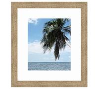 Cadre Photo avec Passe-Partout Super Blanc pour Image 19x24 cm ou 24 x 19 cm Cadres Naturel Beige, 3.5 cm de Largeur, Cadre en Bois
