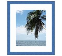 Cadre Photo avec Passe-Partout Super Blanc pour Image 33x33 cm ou 33 x 33 cm Cadres Bleu Marine, 3 cm de Largeur, Cadre en Bois