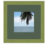 Cadre Photo avec Passe-Partout Vert Foret pour Image 18x18 cm ou 18 x 18 cm Cadres Vert Olive, 3 cm de Largeur, Cadre en Bois