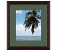 Cadre Photo avec Passe-Partout Vert Foret pour Image 23x30 cm ou 30 x 23 cm Cadres Marron Elégant, 3.3 cm de Largeur, Cadre en Bois