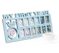 Cadre Photo Bébé 12 Mois Ma Première Année pour 13 Photos Pêle-mêle - Liste de Naissance, Cadeau de Baptême pour 1er Anniversaire Fille Garçon