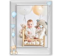 Cadre photo bébé Zep Ivan Blue argenté-bleu 10x15 cm avec look bois