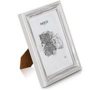 Antic by Casa Chic - Cadre Original en Bois Massif Shabby Chic - Aspect Antique & Vintage - 13x18 cm - Vitre en Verre - Passe Partout pour Photo 15x10 cm - Blanc Cassé & Argent Antique
