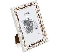 Antic by Casa Chic - Cadre Original en Bois Massif Shabby Chic - Aspect Antique & Vintage - 13x18 cm - Vitre en Verre - Passe Partout pour Photo 15x10 cm - Blanc Cassé & Marron Antique