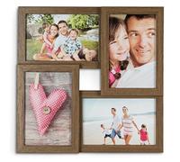 Cadre photo - bois MDF - couleur : noyer Cadre photo de haute qualité pour 4 photos 10 x 15 cm avec verre - format paysage et portrait Galerie photo Collage photo Collage photo