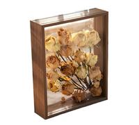 Cadre Photo Boîte à ombre transparente de 4 cm profondeur for bouquet fleurs, présentoir for artisanat, souvenirs d'images 3D, plateau en bois pour photos et collages(Walnut color frame,20X30cm)