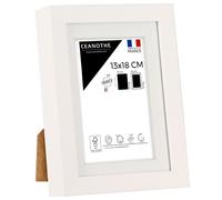 Ceanothe Cadre Photo 13x18 cm en Bois FSC Blanc Passe-partout 10x15 cm - Convient au A6 et Carte Postale Design Effet Caisse Collection MILAN Verre acrylique Incassable Fabriqué en France