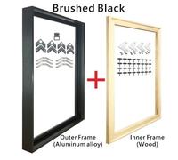 Cadre Photo, Cadre Aluminum Picture Frames Kit for Oil Paintings and Canvas Prints Artwork Minimalist Wall Art Decor 50x70 60x80cm(Brushed Black,55x85cm)