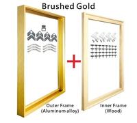 Cadre Photo, Cadre Aluminum Picture Frames Kit for Oil Paintings and Canvas Prints Artwork Minimalist Wall Art Decor 50x70 60x80cm(Brushed Gold,25x35cm)