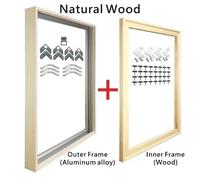 Cadre Photo, Cadre Aluminum Picture Frames Kit for Oil Paintings and Canvas Prints Artwork Minimalist Wall Art Decor 50x70 60x80cm(Natural Wood,45x65cm)