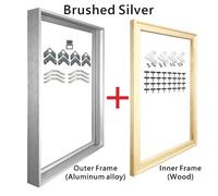 Cadre Photo, Cadre Aluminum Picture Frames Kit for Oil Paintings and Canvas Prints Artwork Minimalist Wall Art Decor 50x70 60x80cm(Brushed Silver,45x65cm)