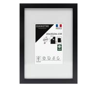 Ceanothe Cadre Photo 20x30 cm en Bois FSC Noir Passe-partout 13x18 cm - Convient au A4 Design Effet Caisse Collection MILAN Verre acrylique Incassable Fabriqué en France
