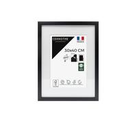Ceanothe Cadre Photo 30x40 cm en Bois FSC Noir Passe-partout 20x30 cm - Convient au A4 Design Effet Caisse Collection MILAN Verre acrylique Incassable Fabriqué en France