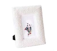 Cadre photo chic en velours pour table, parfait pour afficher des photos de 10 x 15 cm (blanc)