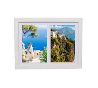 Cadre photo collage BD ART - En MDF - 17 x 23 cm - Blanc - Pour deux photos - Avec passe-partout 10 x 15 cm - Cadre moderne à suspendre au mur ou à poser sur une étagère