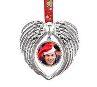 Cadre photo commémoratif 'ange - Un morceau de mon cœur est au paradis Ornement d'arbre de Noël | Cadre commémoratif avec des ailes d'ange pour la perte de la bien-aimée