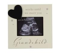 Cadre photo compte à rebours pour échographie avec inscription “Weeks Until We Meet You Grandchild” pour grands-parents, cadeau pour fête prénatale