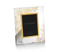 Cadre photo cristal "roses" avec feuille d'or 13x18