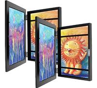 Cadre Photo d'art pour Enfants Cadre Dessin Enfant à Changer Cadre Photo Artistique à Charnière Contenir 150 Cadre d'Affichage d'Œuvres d'Art Ouverture Frontale pour Enfants Maison (2Pcs Noir)